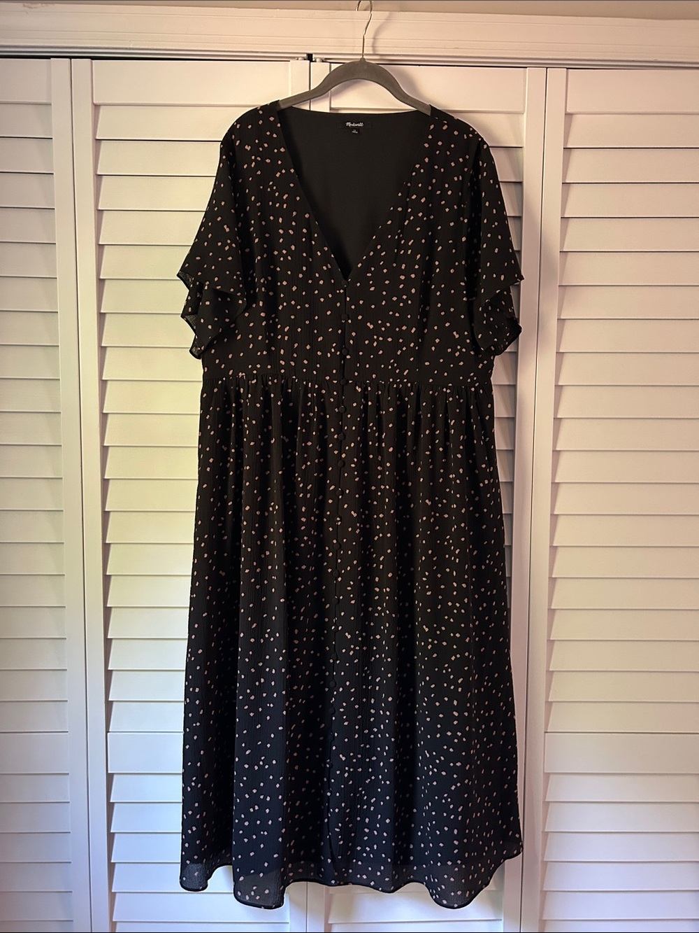 Madewell Black Dress with Light Pink Dot Print